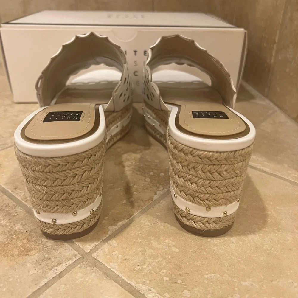 White House Black Market Laser-Cut Espadrille Wedge Slide Sandals - Picture 4 of 5